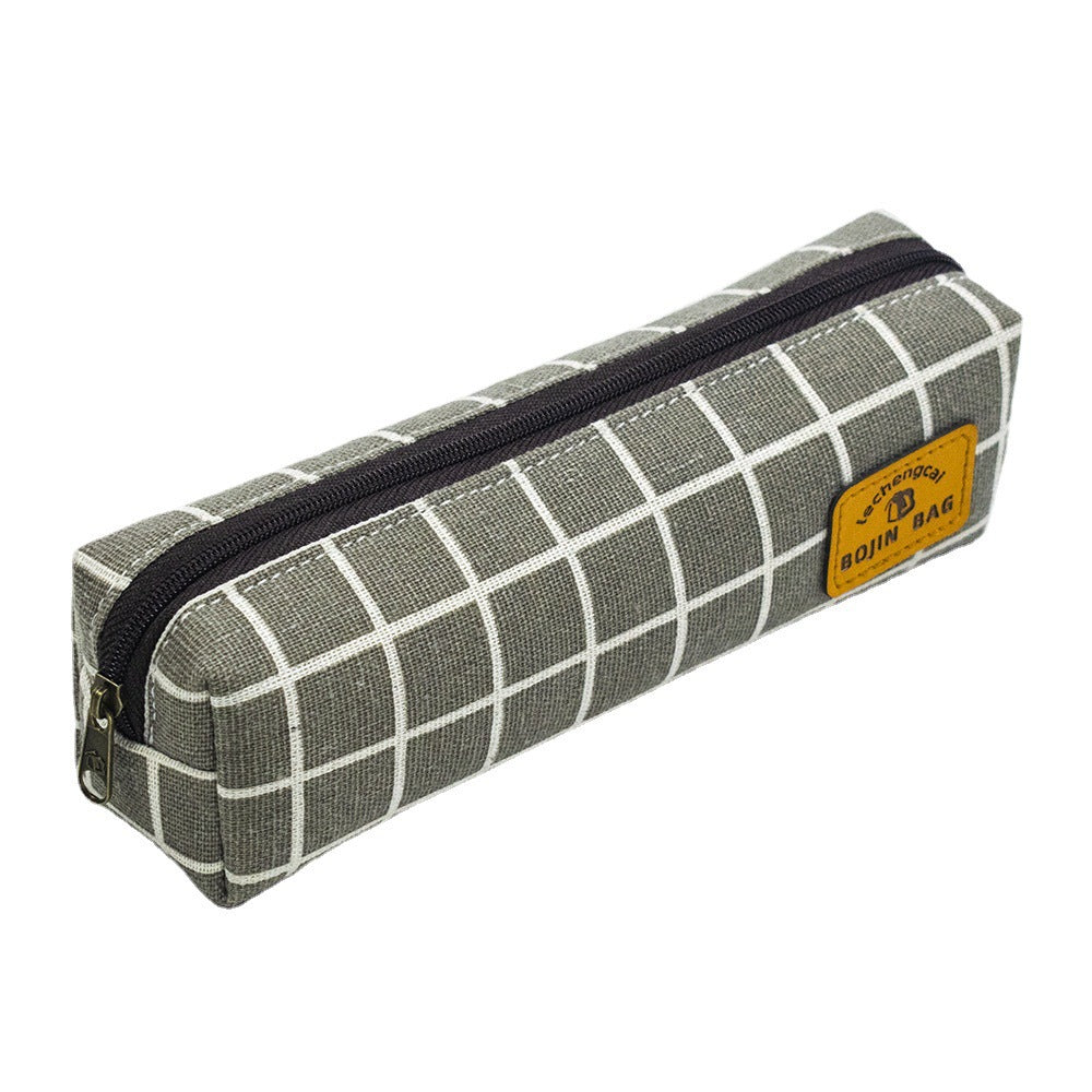Wholesale Simple Canvas Black and White Plaid Canvas Pen Bags
